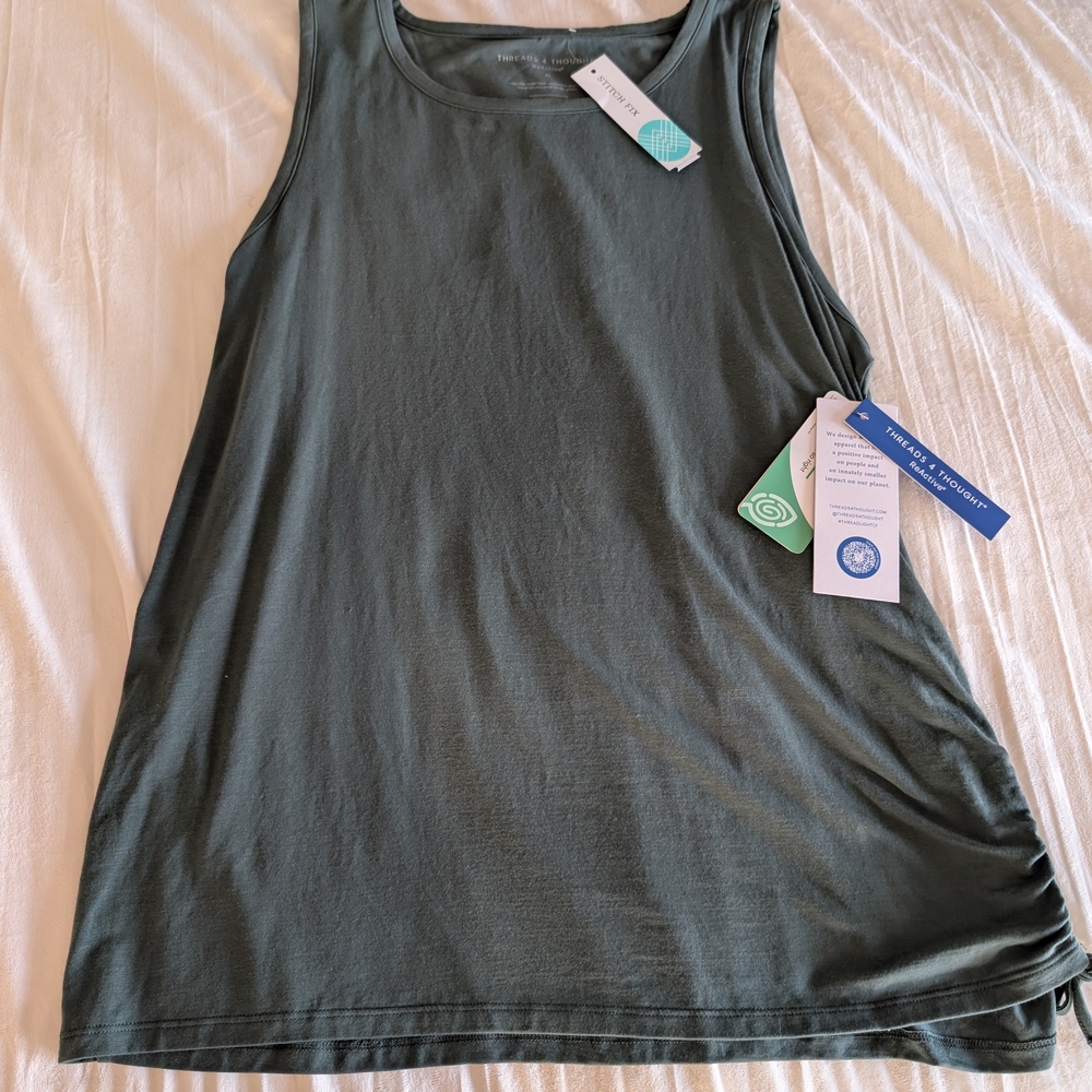 Threads 4 Thought Dark Green Sleeveless Tank Top